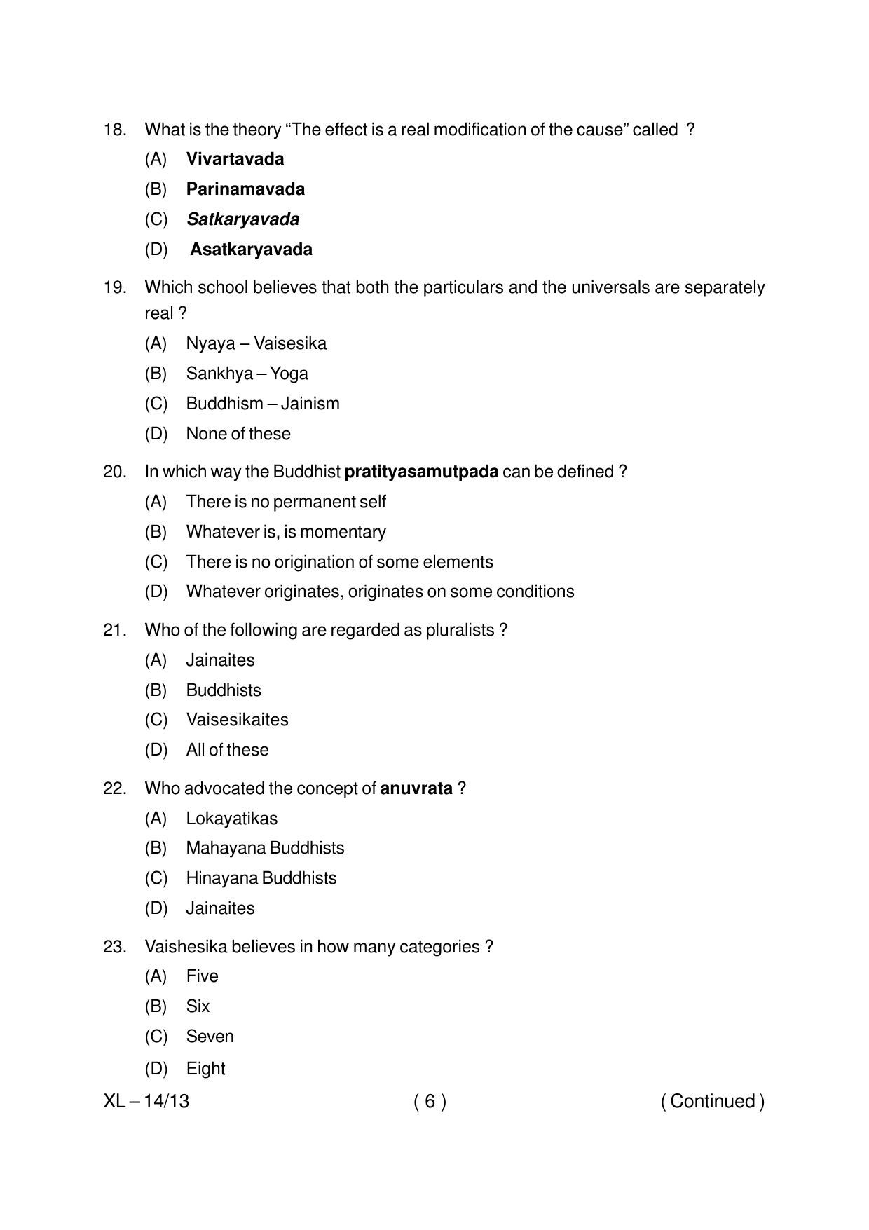 Odisha CPET PHILOSOPHY 2020 Question Paper - Page 6
