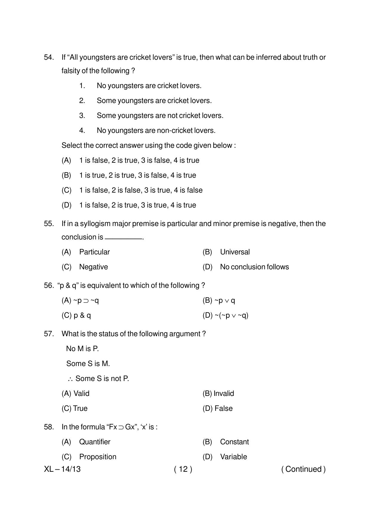 Odisha CPET PHILOSOPHY 2020 Question Paper - Page 12