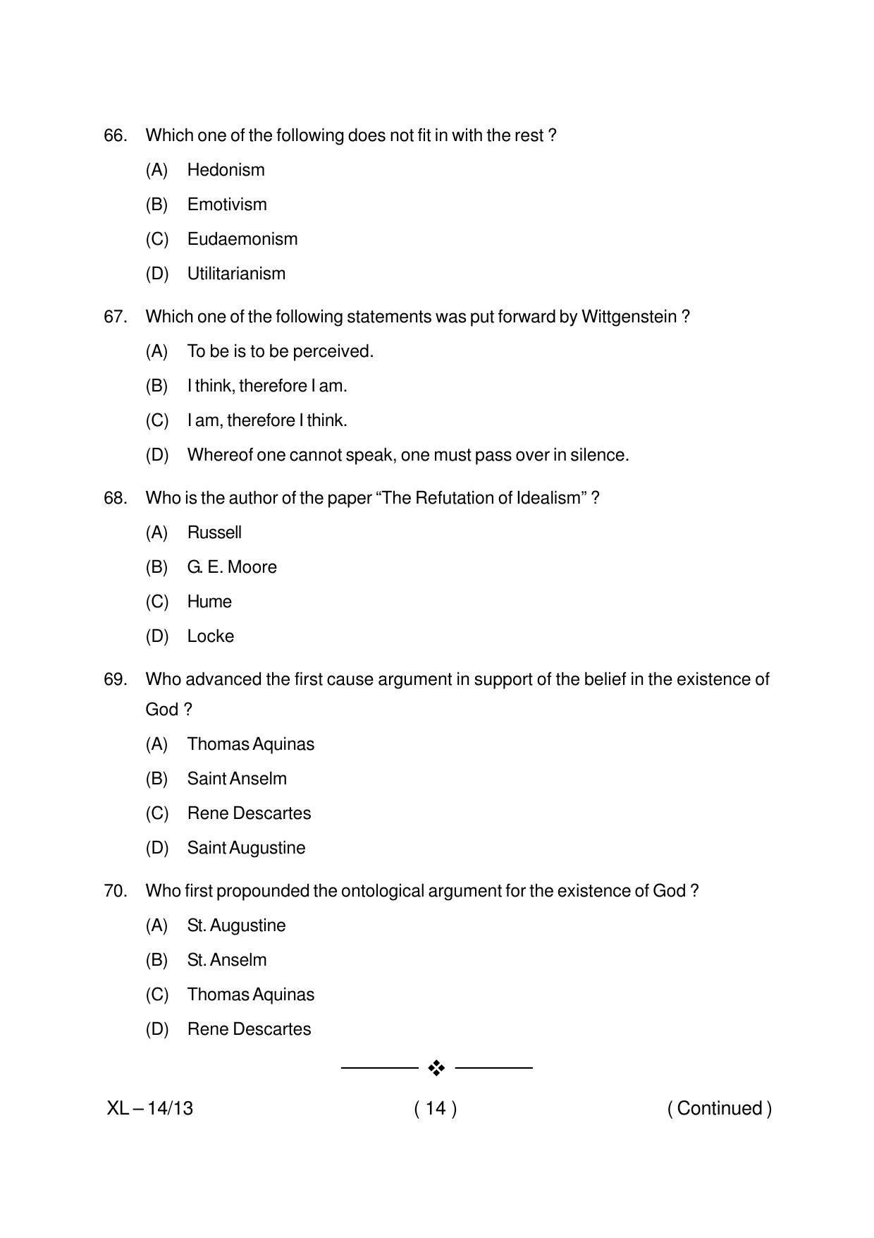 Odisha CPET PHILOSOPHY 2020 Question Paper - Page 14