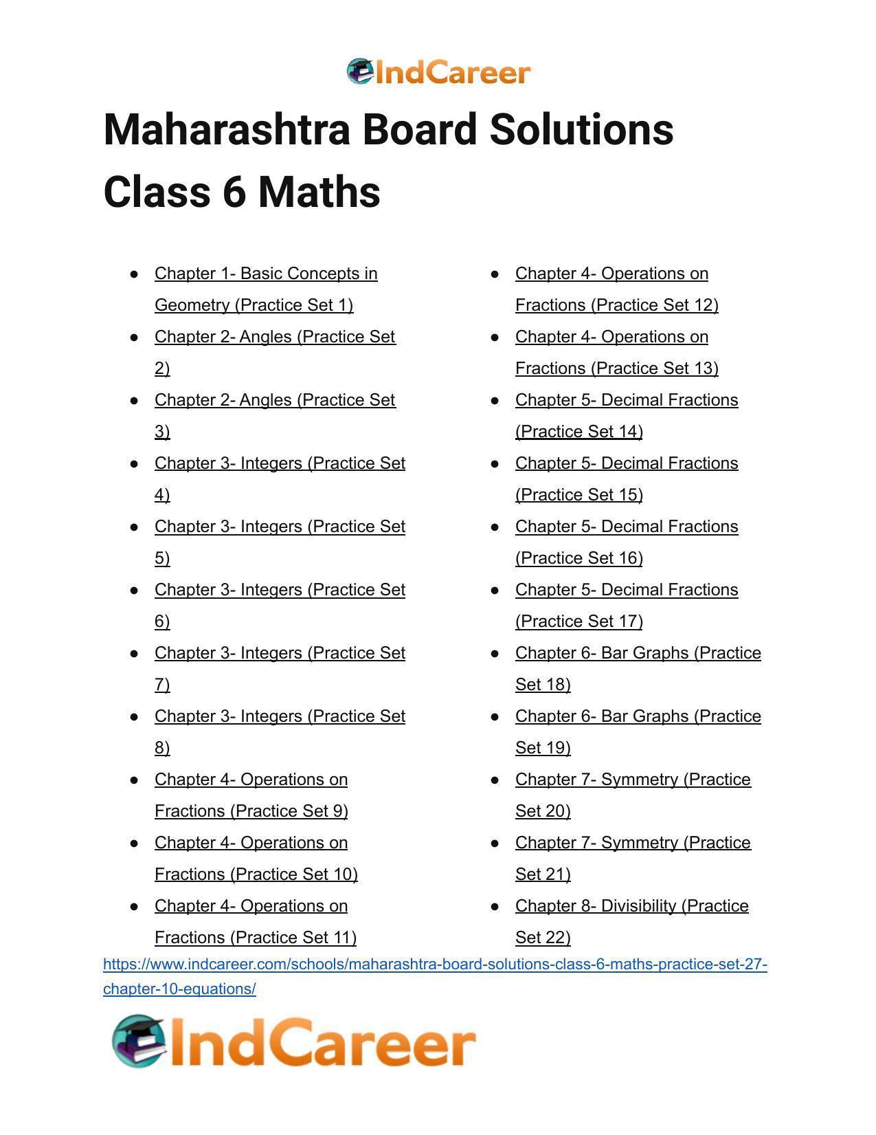 Maharashtra Board Solutions Class 6-Maths (Practice Set 27): Chapter 10- Equations - Page 10