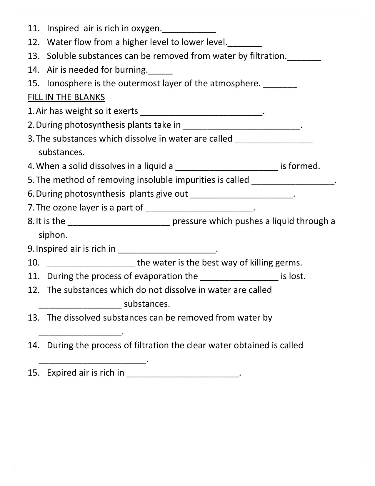 Worksheet for Class 5 Science Assignment 19 - Page 2