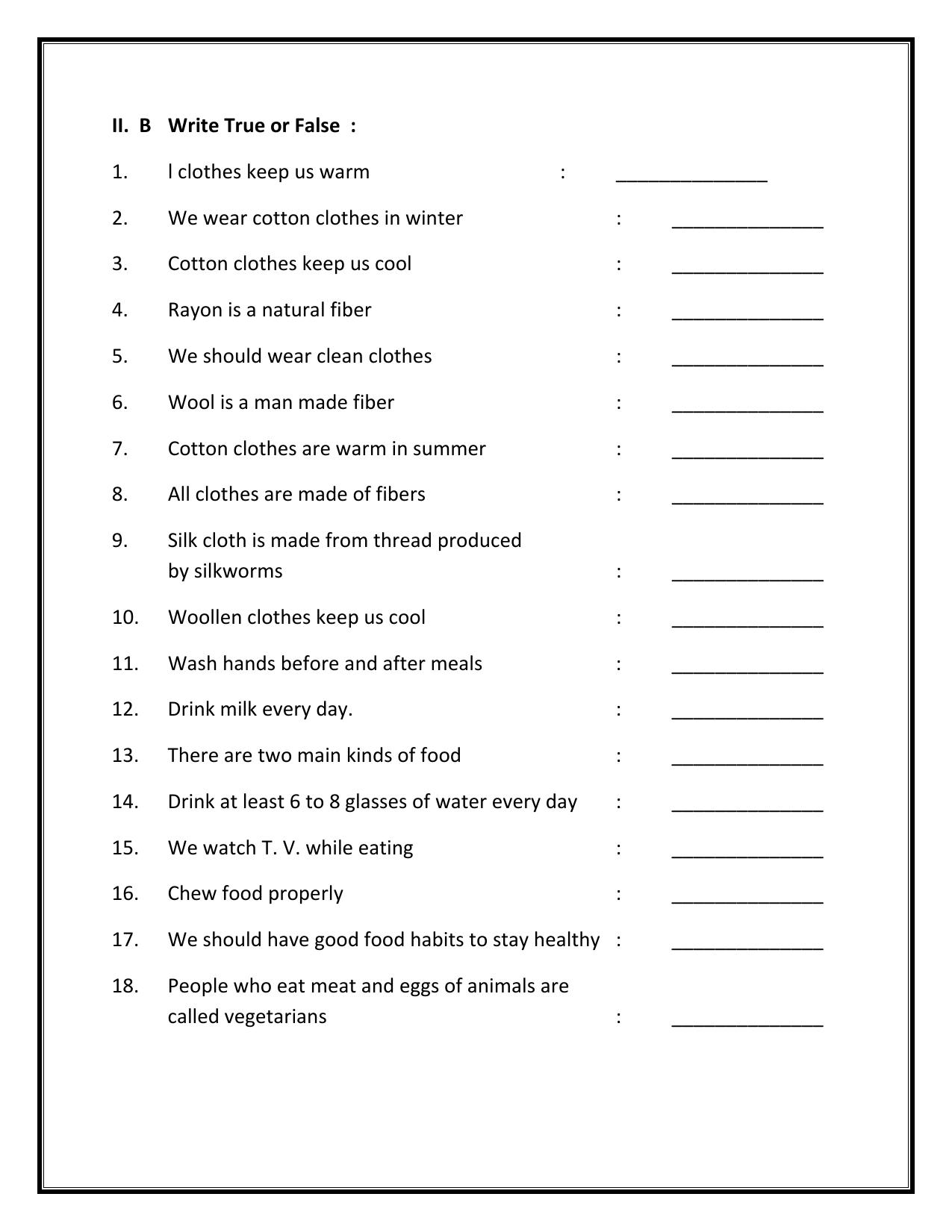Practical Worksheets for Class 2 EVS Assignment - Page 3