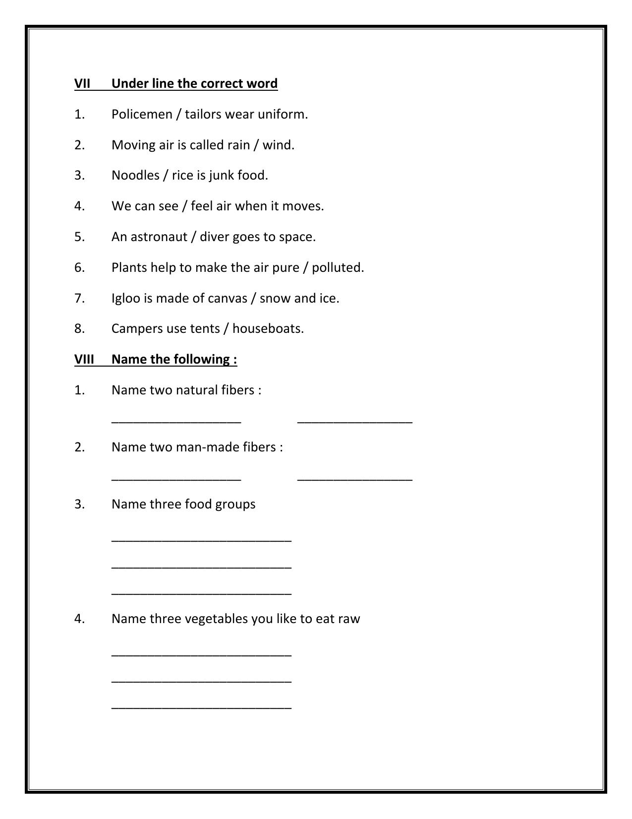 Practical Worksheets for Class 2 EVS Assignment - Page 10
