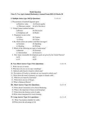 Tripura Board Class 10th Vocational (Theo & Prac) Model Question Paper 2023
