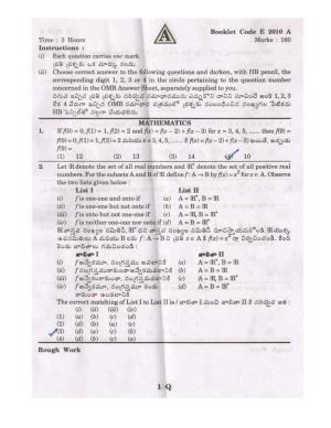 TS EAMCET 2010 Question Paper