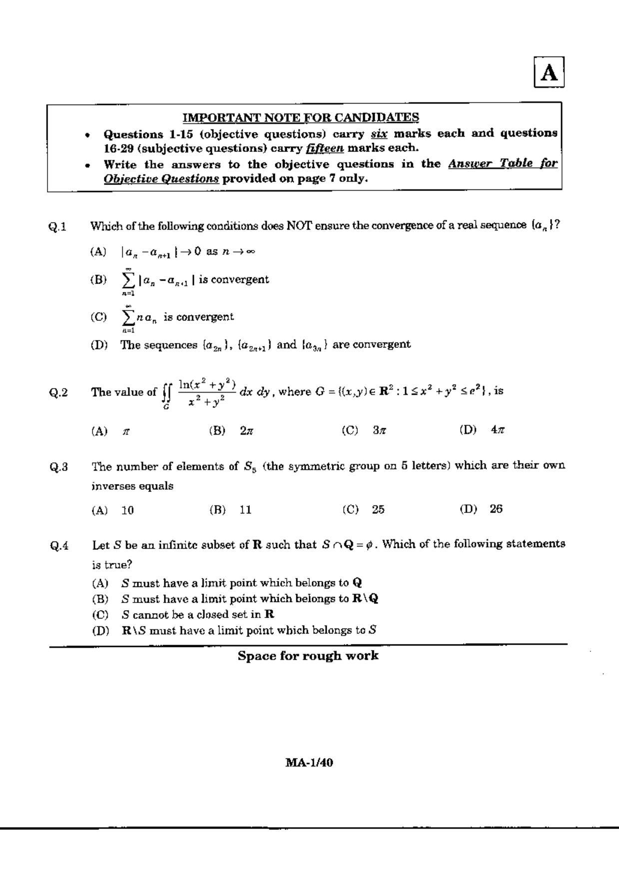 JAM 2010: MA Question Paper - Page 3
