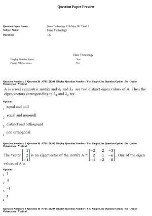 TS PGECET 2017: NANO TECHNOLOGY Question Papers