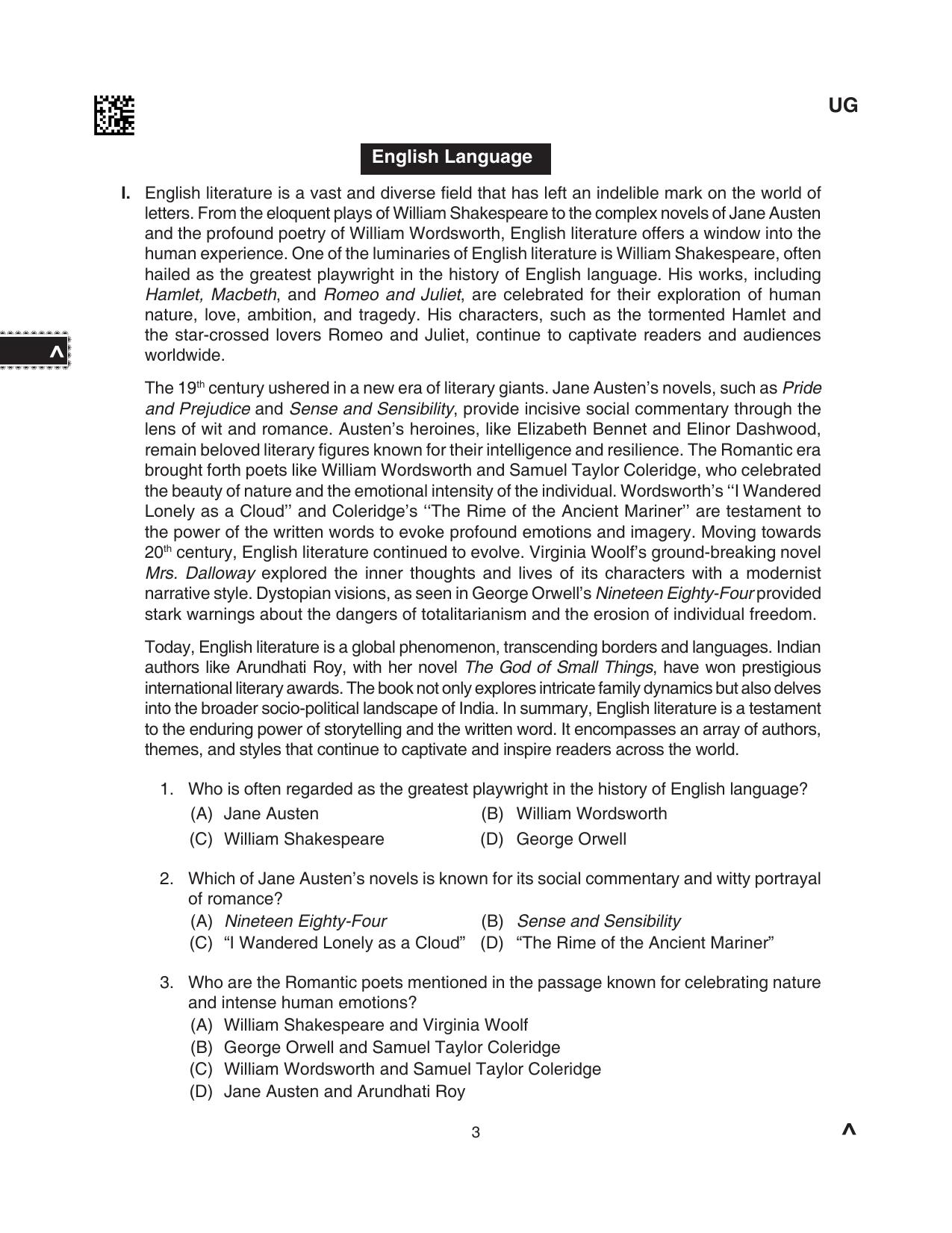 CLAT 2024 UG SET B Question Paper - Page 3