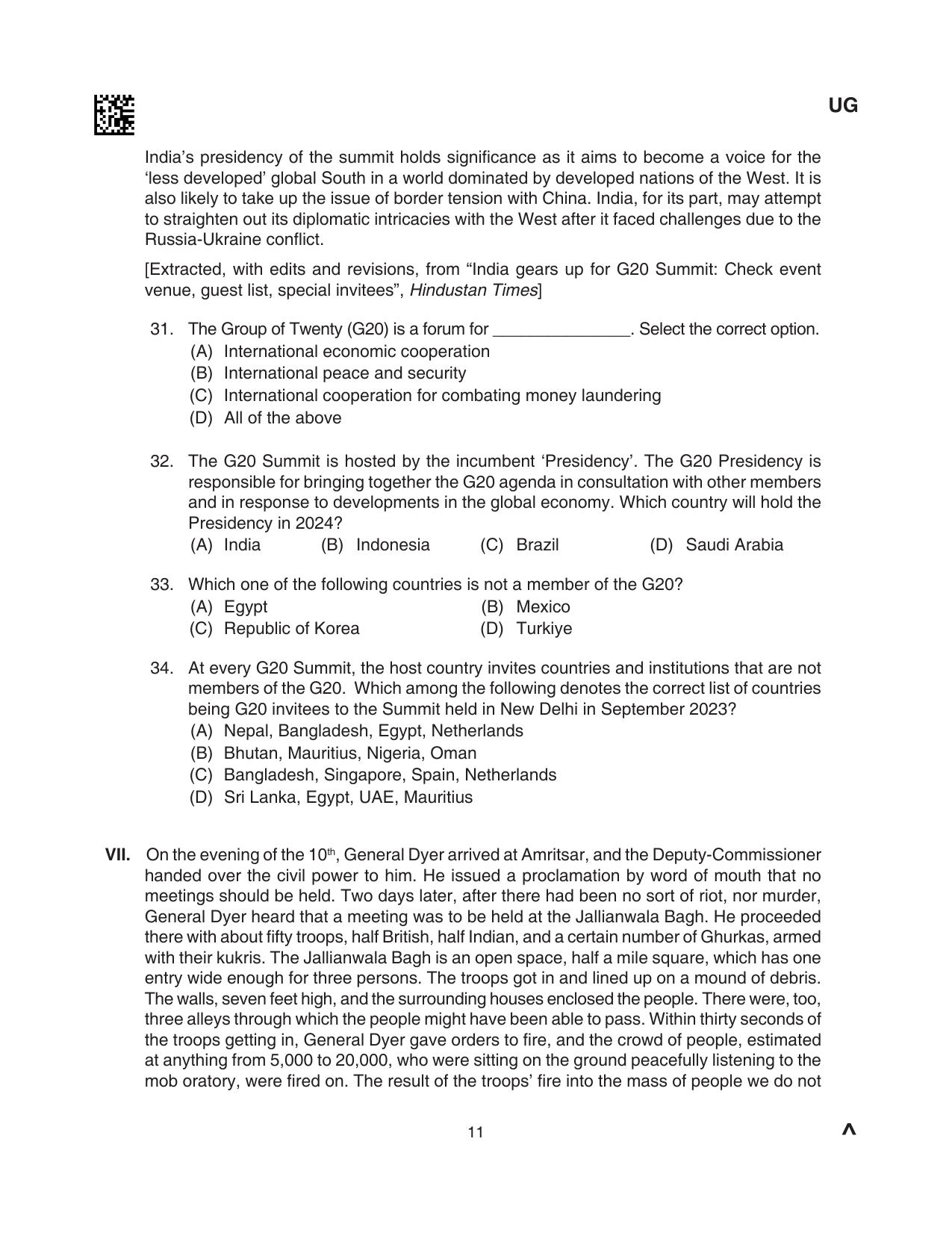 CLAT 2024 UG SET B Question Paper - Page 11