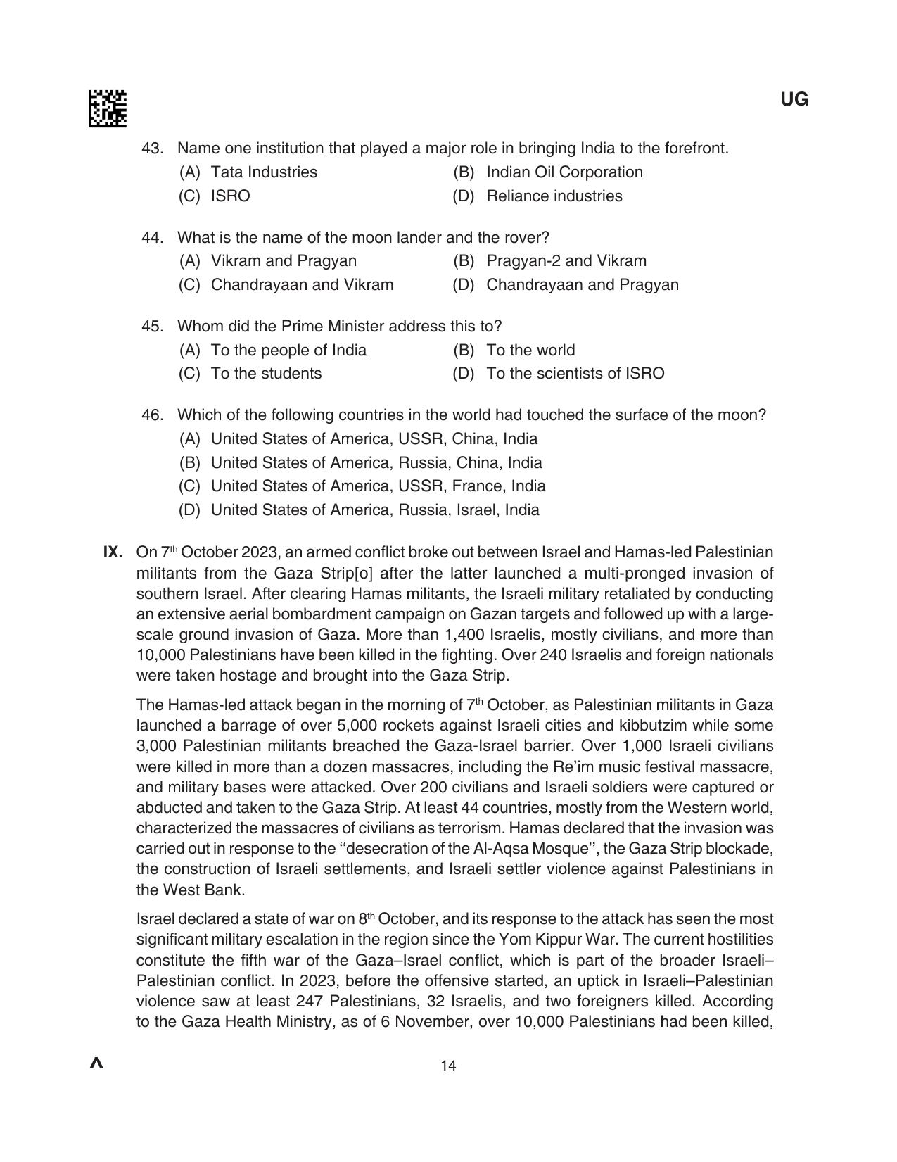 CLAT 2024 UG SET B Question Paper - Page 14