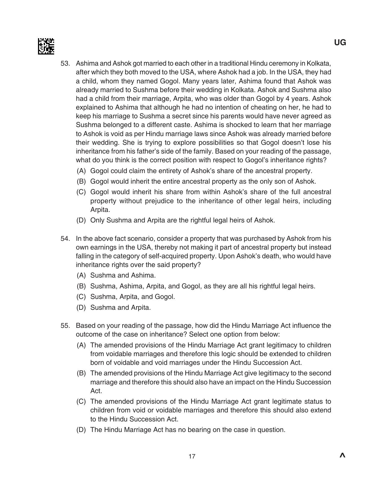 CLAT 2024 UG SET B Question Paper - Page 17