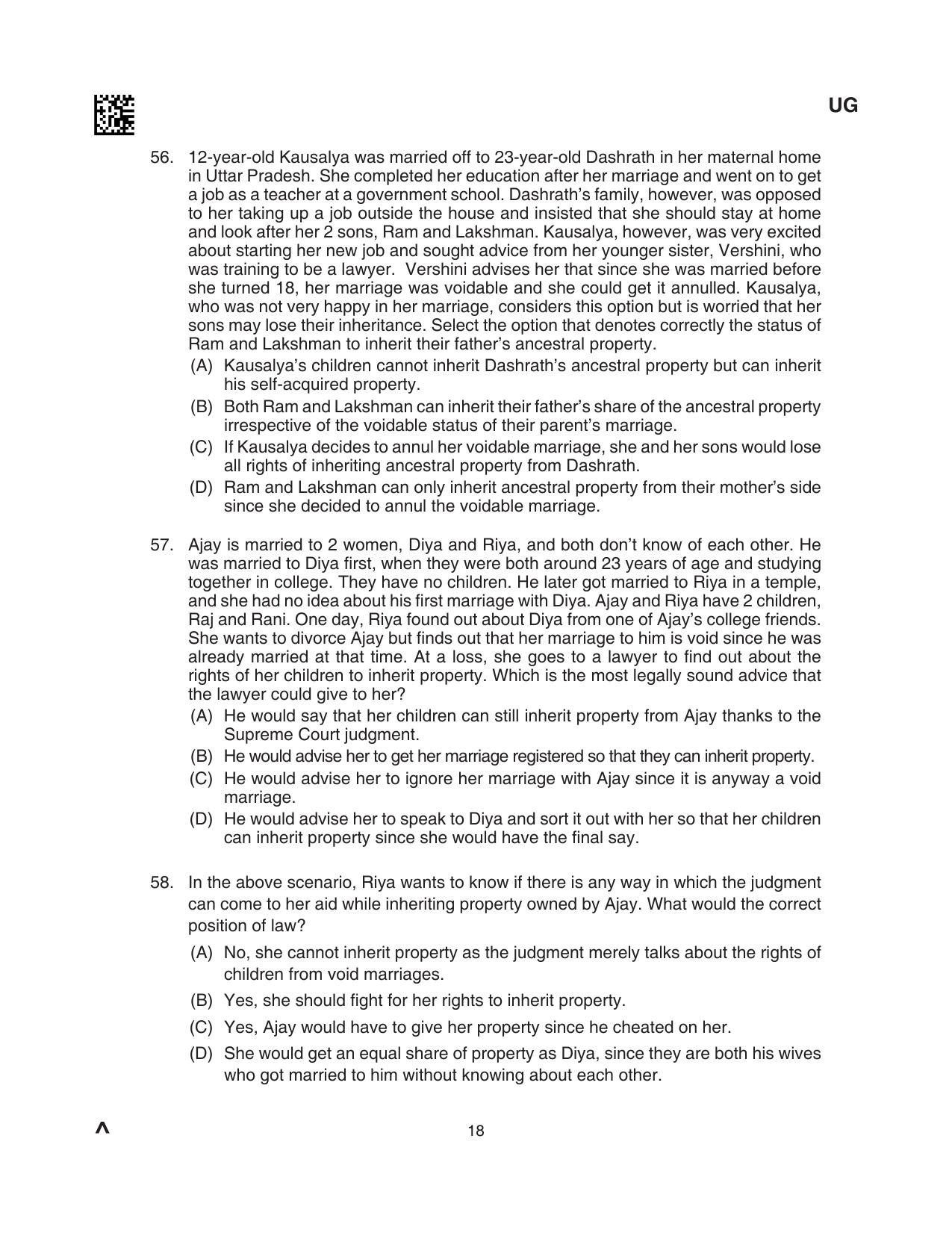 CLAT 2024 UG SET B Question Paper - Page 18