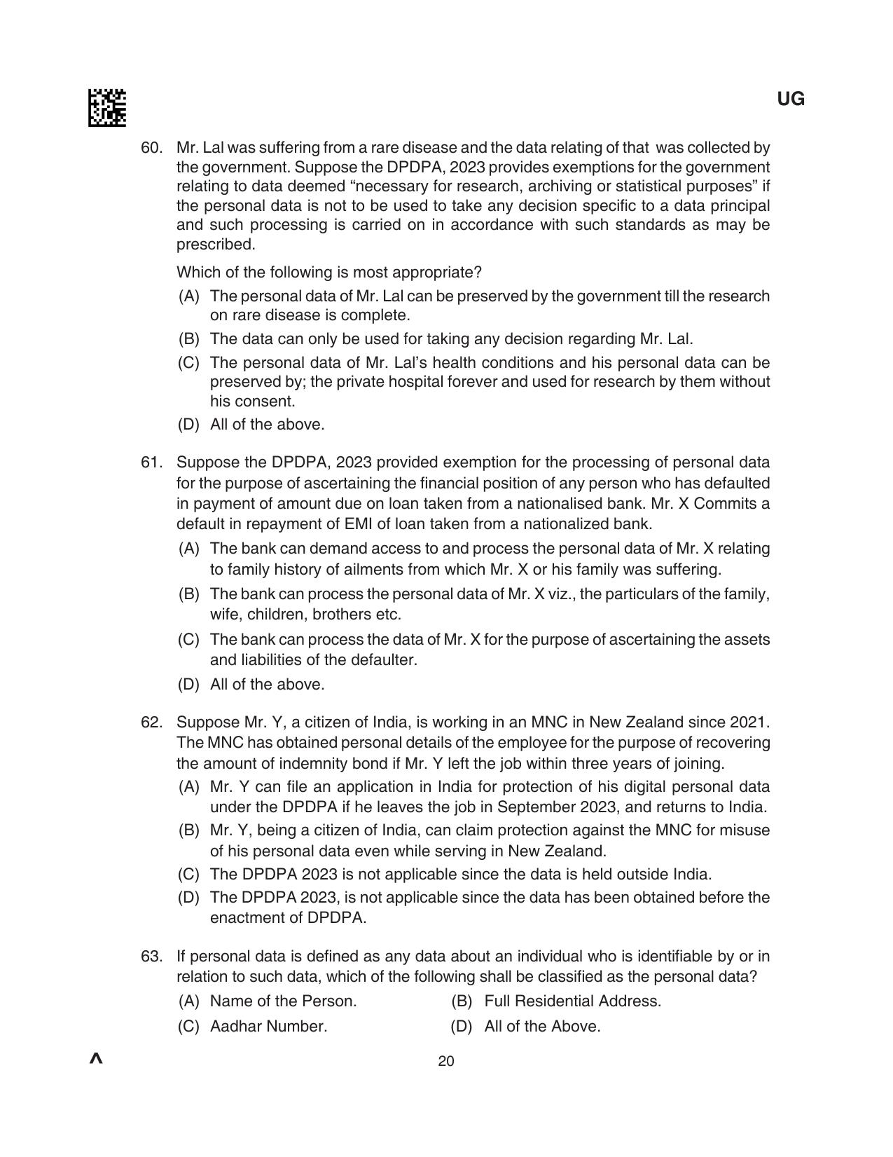 CLAT 2024 UG SET B Question Paper - Page 20