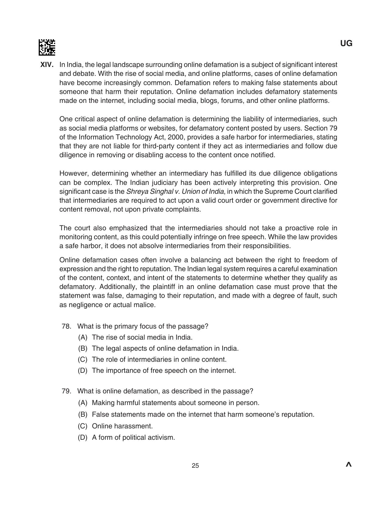 CLAT 2024 UG SET B Question Paper - Page 25