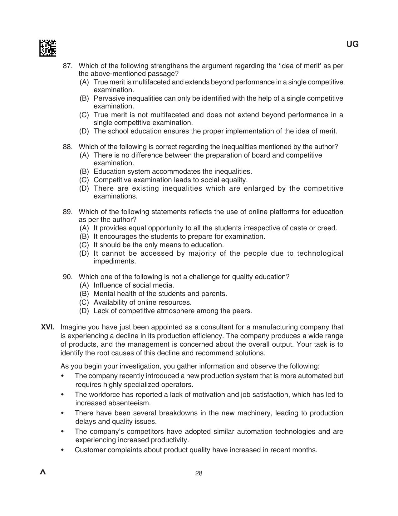 CLAT 2024 UG SET B Question Paper - Page 28