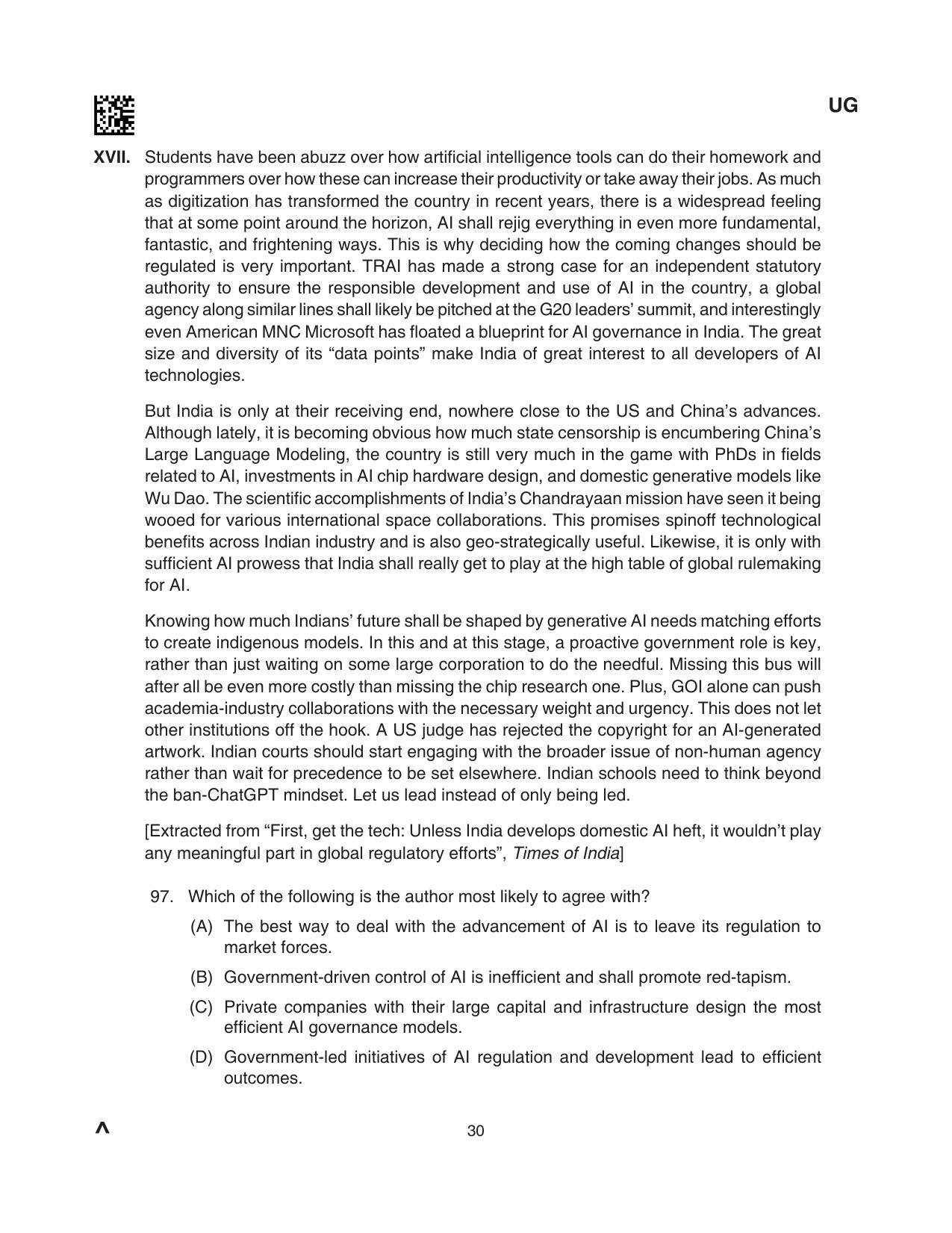 CLAT 2024 UG SET B Question Paper - Page 30