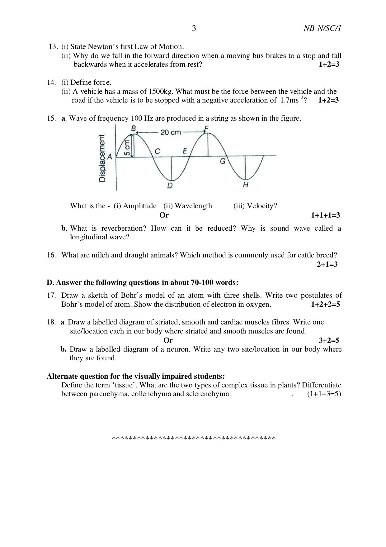 NBSE Class IX Final Examination 2023 Phase 2 Question Paper (All Subjects) - Page 11