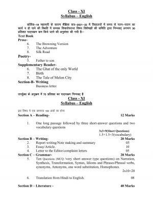 UP Board 11th Syllabus English