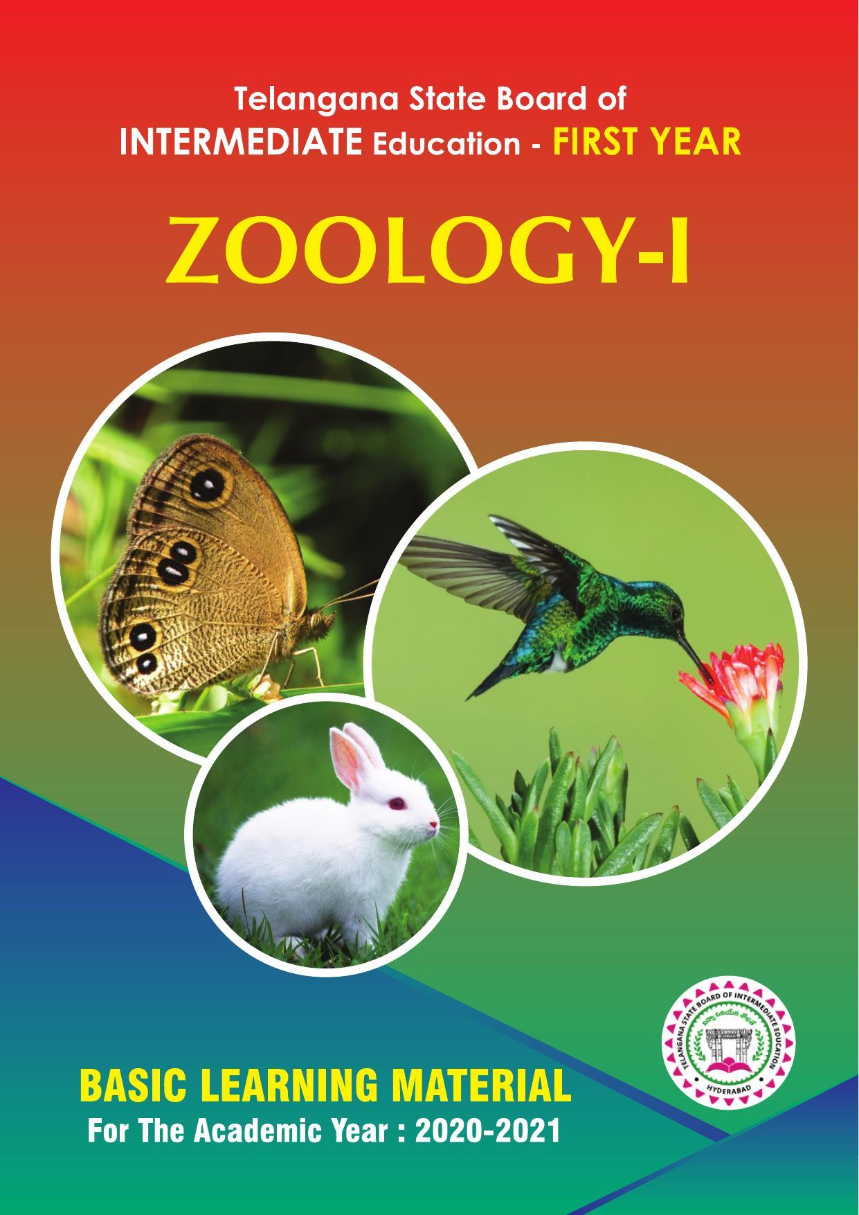 TS SCERT Inter 1st Year Zoology Path 1 (English Medium) Text Book - Page 1