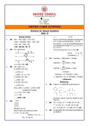UCO Sample Papers for Class 9 Key & Solutions