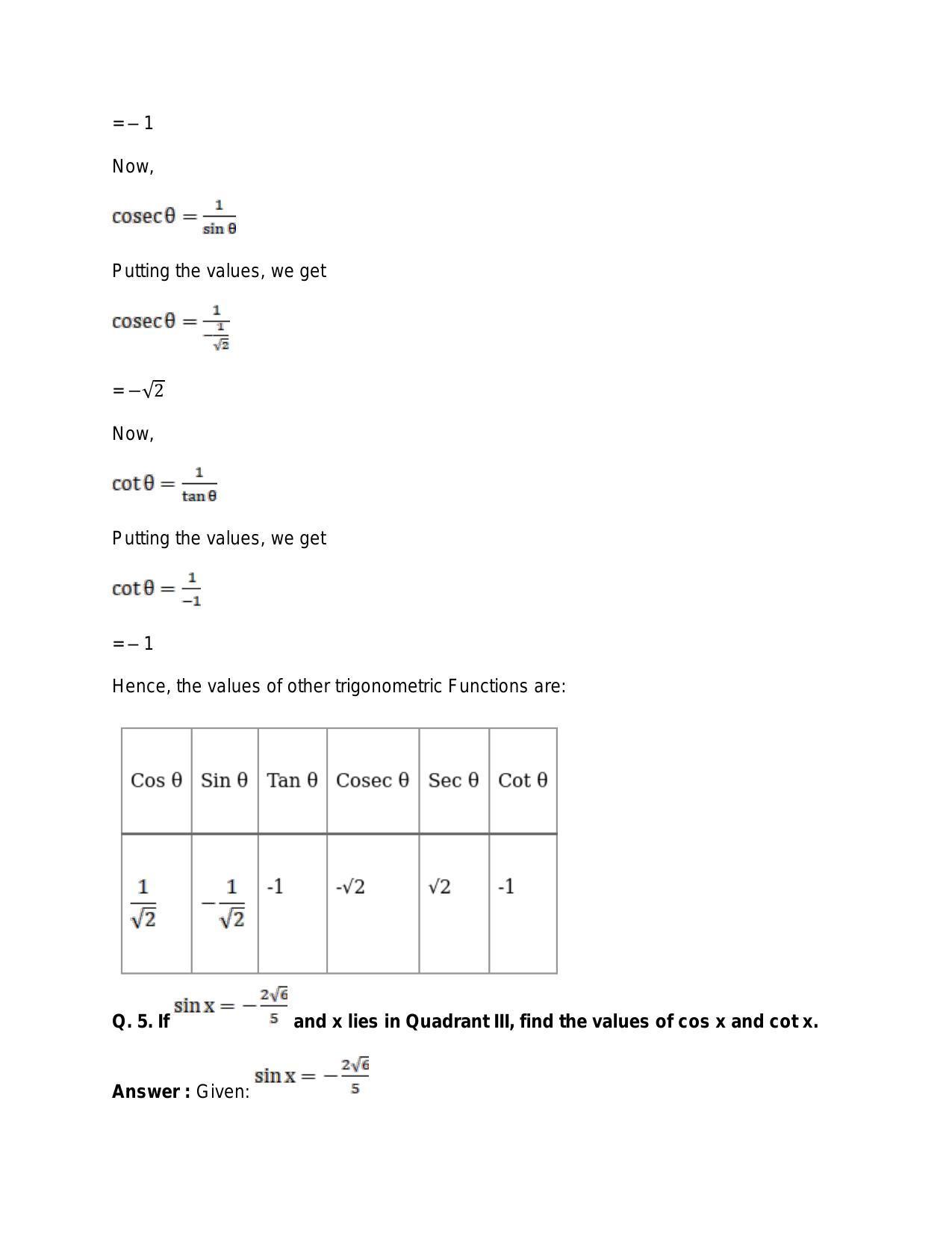 Chapter 15: Trigonometric or Circular Functions: RS Aggarwal Class 11 Solutions - Page 11