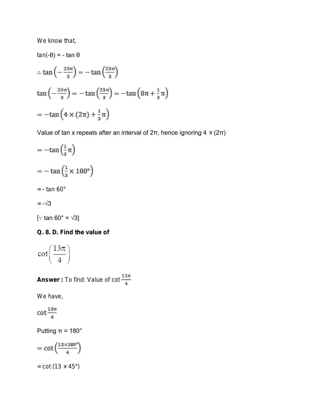 Chapter 15: Trigonometric or Circular Functions: RS Aggarwal Class 11 Solutions - Page 20