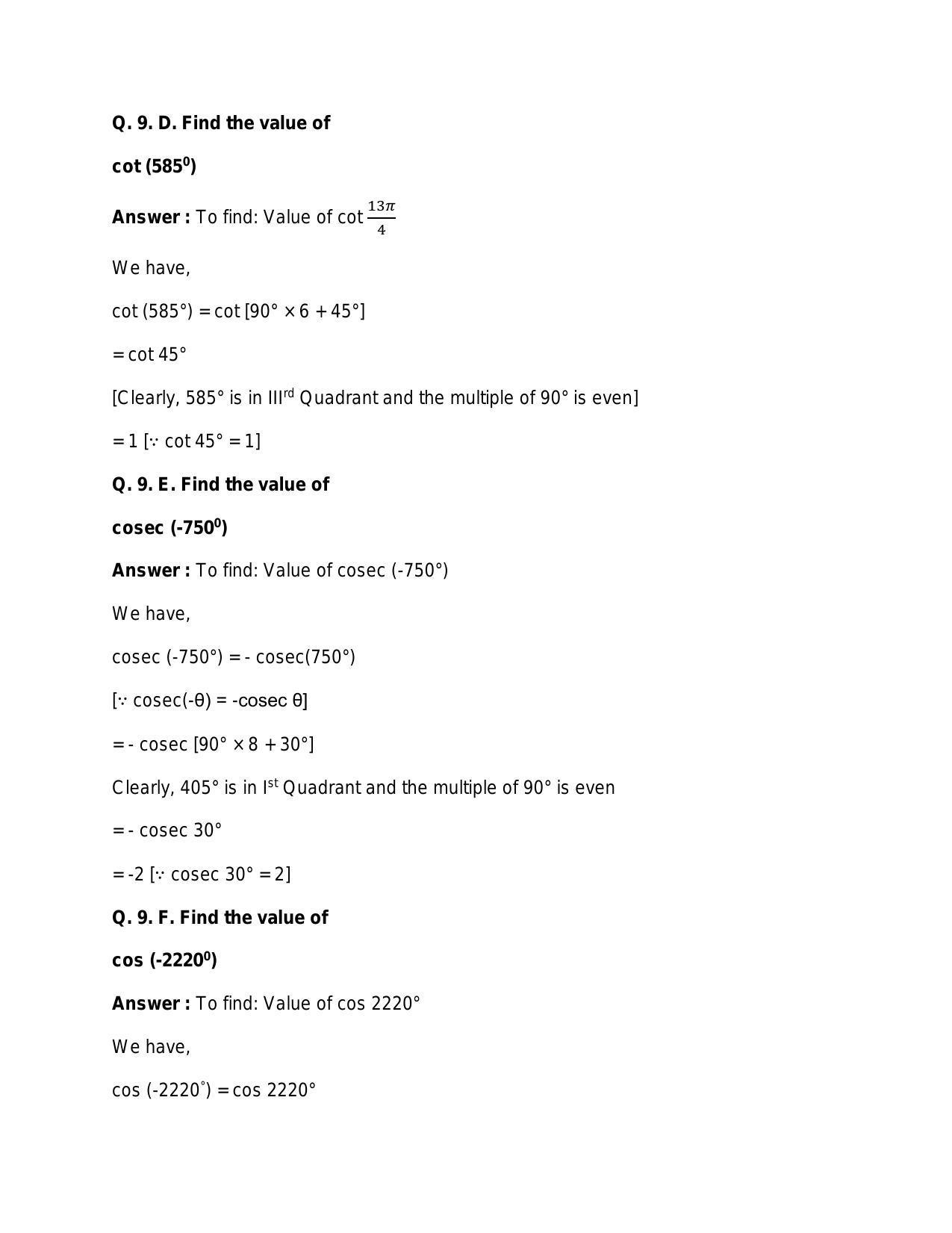 Chapter 15: Trigonometric or Circular Functions: RS Aggarwal Class 11 Solutions - Page 24
