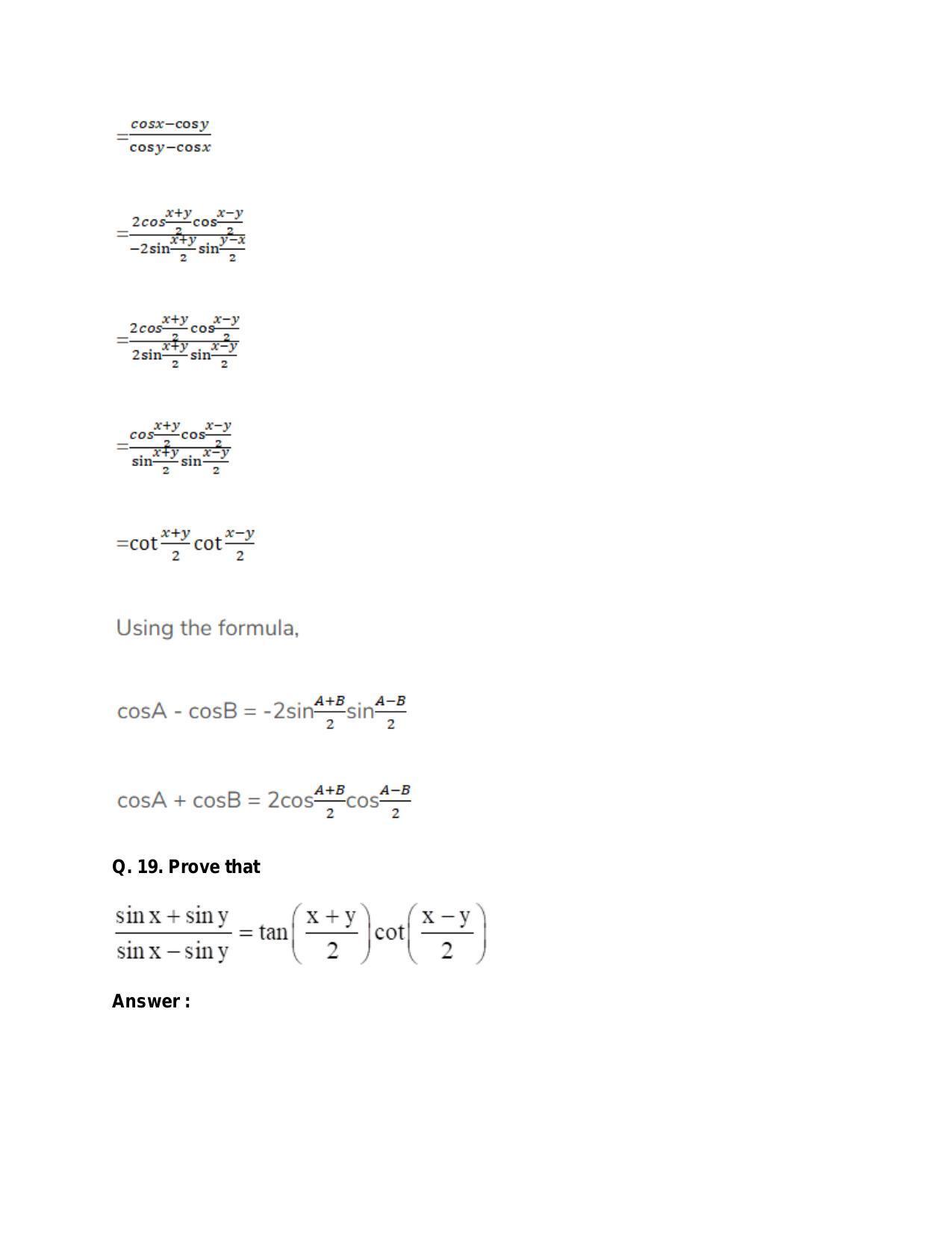 Chapter 15: Trigonometric or Circular Functions: RS Aggarwal Class 11 Solutions - Page 66