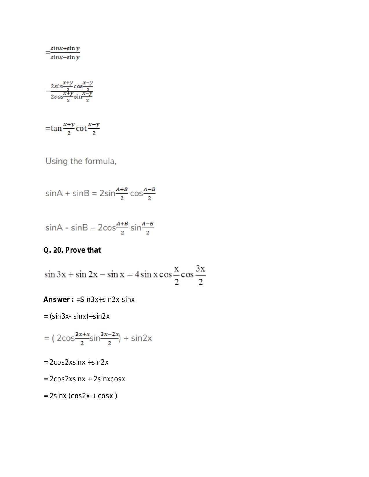 Chapter 15: Trigonometric or Circular Functions: RS Aggarwal Class 11 Solutions - Page 67