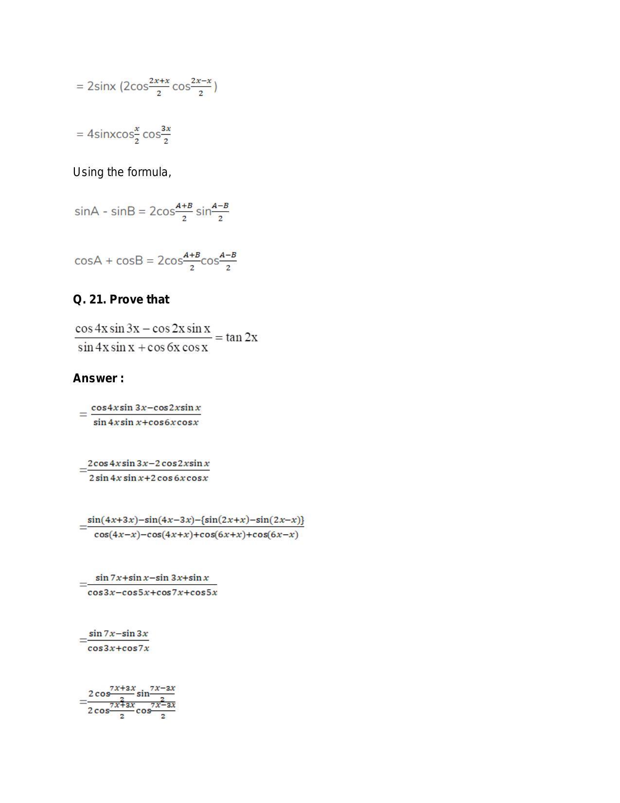 Chapter 15: Trigonometric or Circular Functions: RS Aggarwal Class 11 Solutions - Page 68