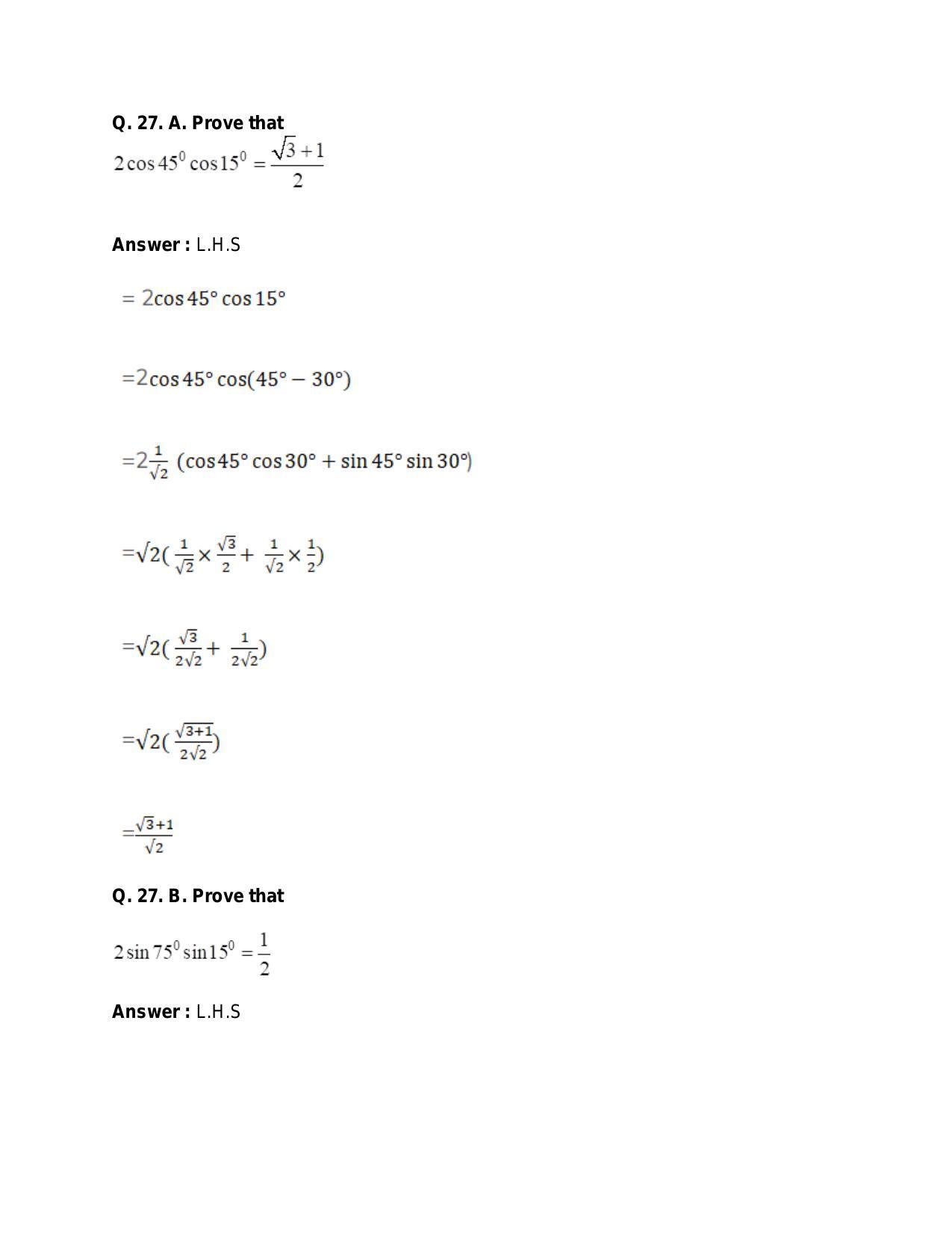 Chapter 15: Trigonometric or Circular Functions: RS Aggarwal Class 11 Solutions - Page 76