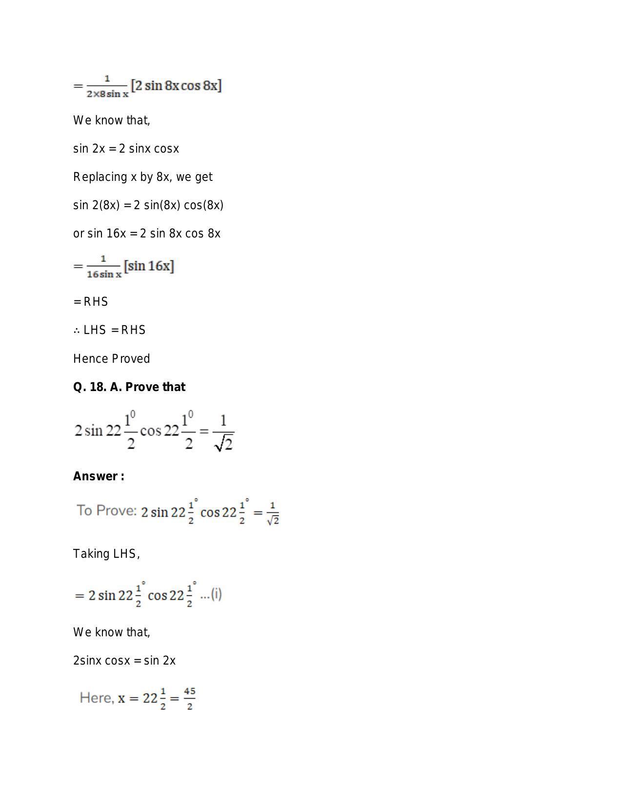 Chapter 15: Trigonometric or Circular Functions: RS Aggarwal Class 11 Solutions - Page 101