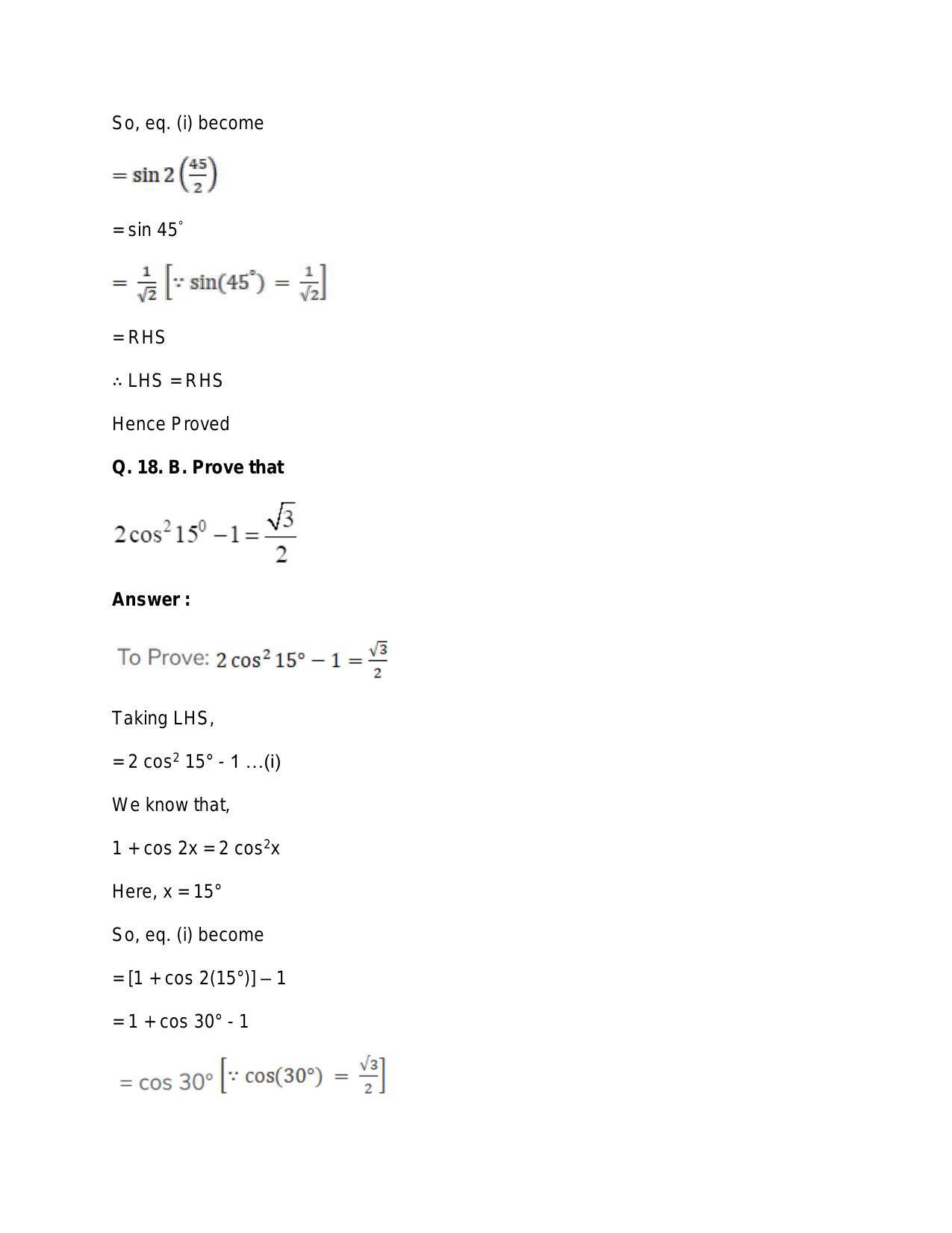 Chapter 15: Trigonometric or Circular Functions: RS Aggarwal Class 11 Solutions - Page 102