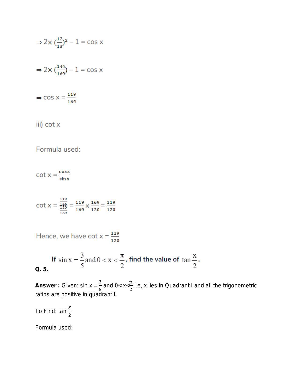 Chapter 15: Trigonometric or Circular Functions: RS Aggarwal Class 11 Solutions - Page 123