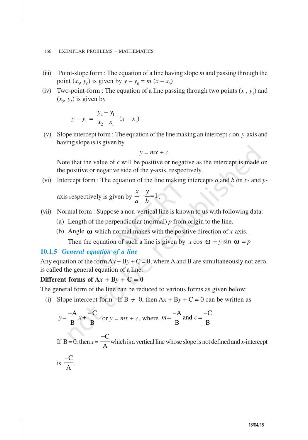 NCERT Exemplar Book for Class 11 Maths: Chapter 10 Straight Lines - Page 2