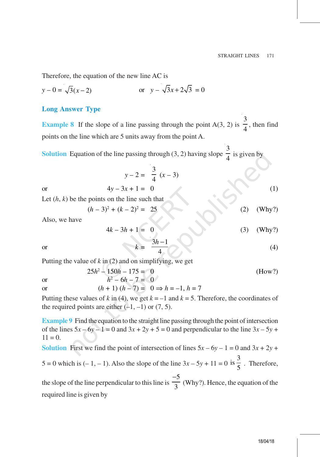 NCERT Exemplar Book for Class 11 Maths: Chapter 10 Straight Lines - Page 7
