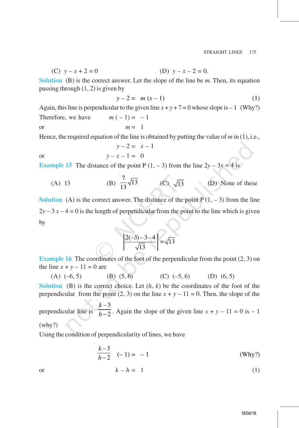 NCERT Exemplar Book for Class 11 Maths: Chapter 10 Straight Lines - Page 11