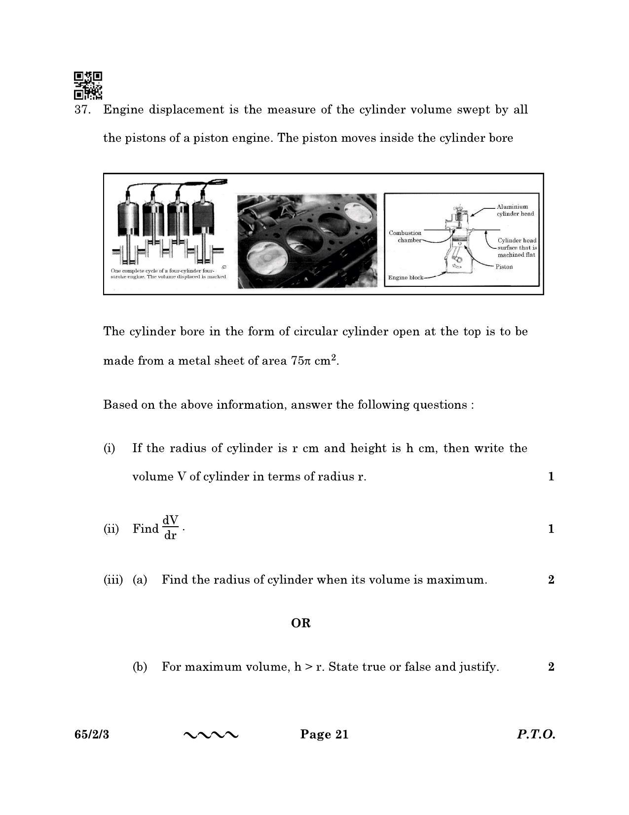 CBSE Class 12 65-2-3 MATHEMATICS 2023 Question Paper - Page 21