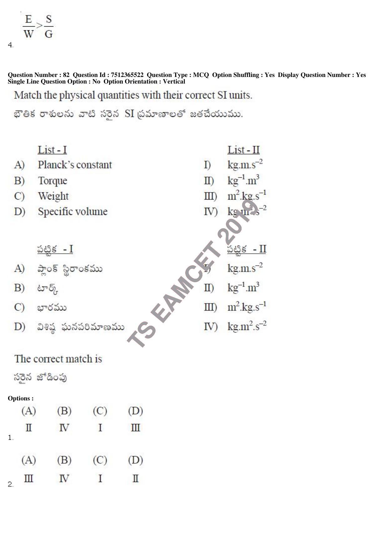 TS EAMCET 2019 Engineering Question Paper with Key (8 May 2019 Afternoon) - Page 76