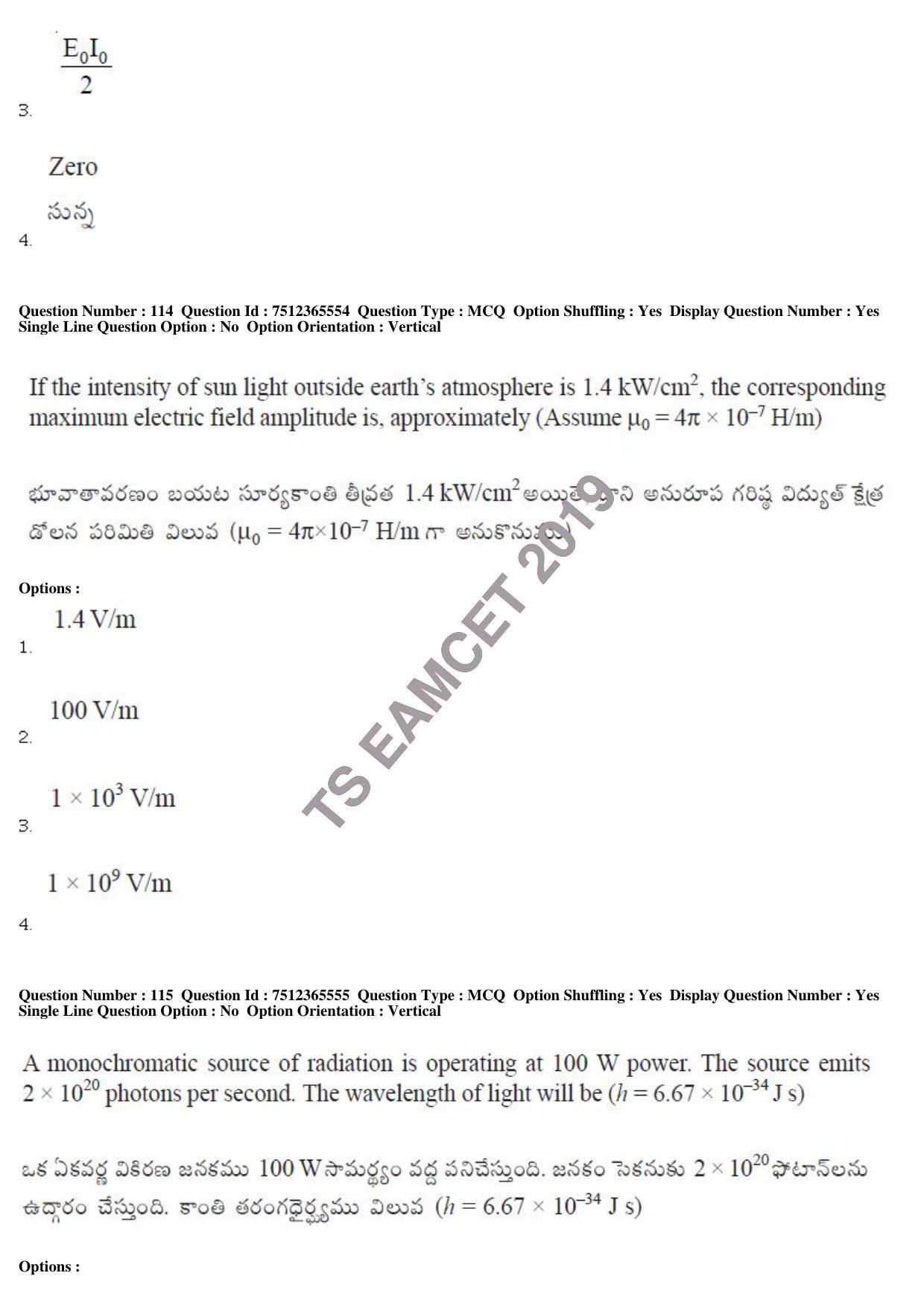 TS EAMCET 2019 Engineering Question Paper with Key (8 May 2019 Afternoon) - Page 100