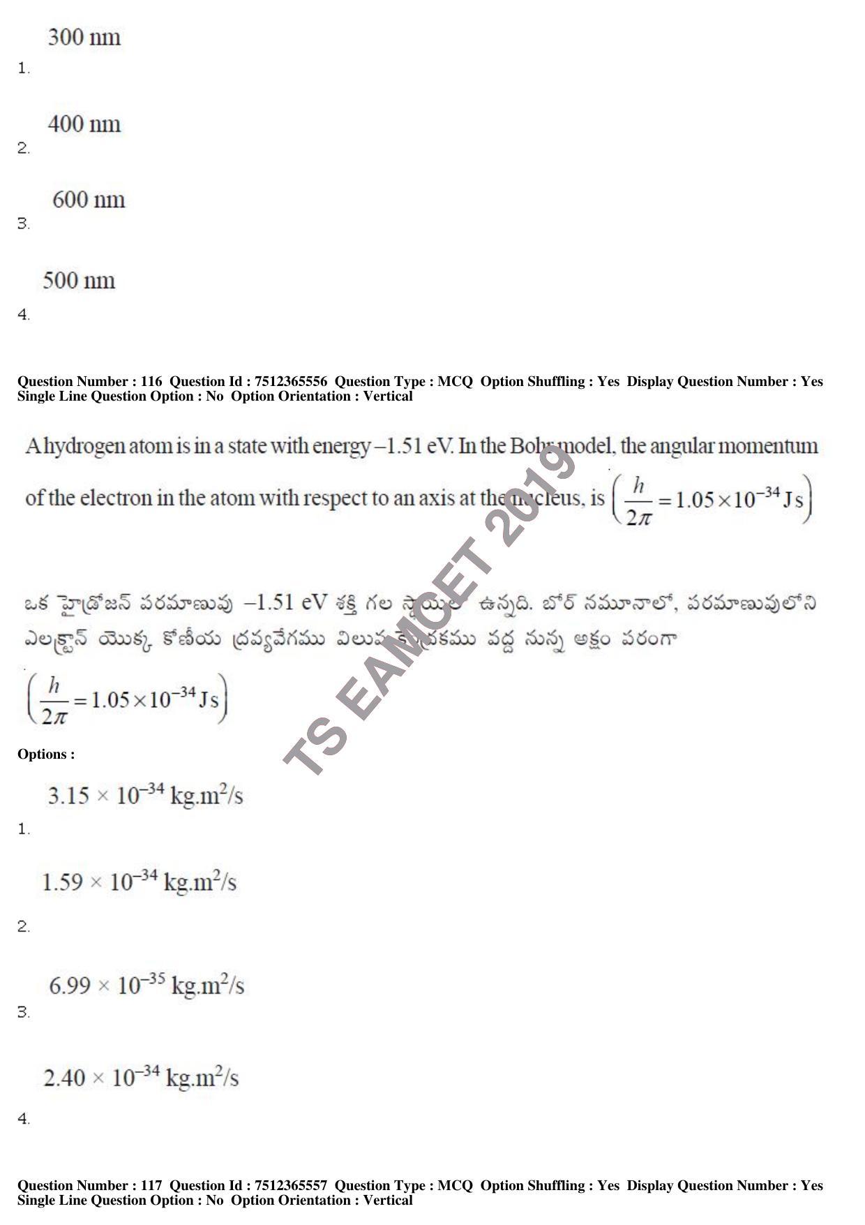 TS EAMCET 2019 Engineering Question Paper with Key (8 May 2019 Afternoon) - Page 101
