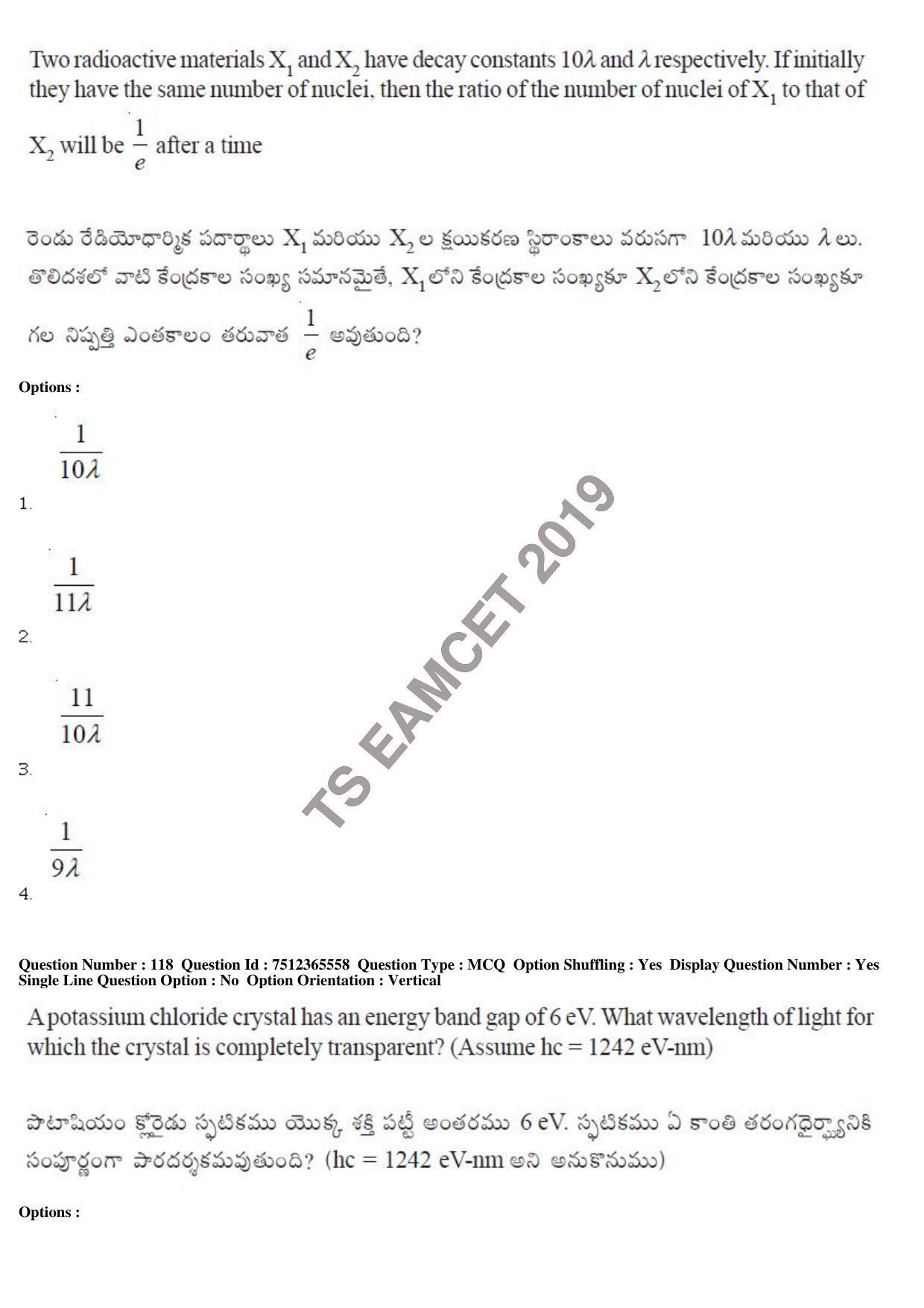 TS EAMCET 2019 Engineering Question Paper with Key (8 May 2019 Afternoon) - Page 102