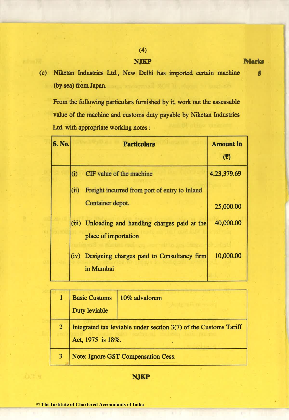 CA Final May 2018 Question Paper - Paper 8 – Indirect Tax Laws - Page 4