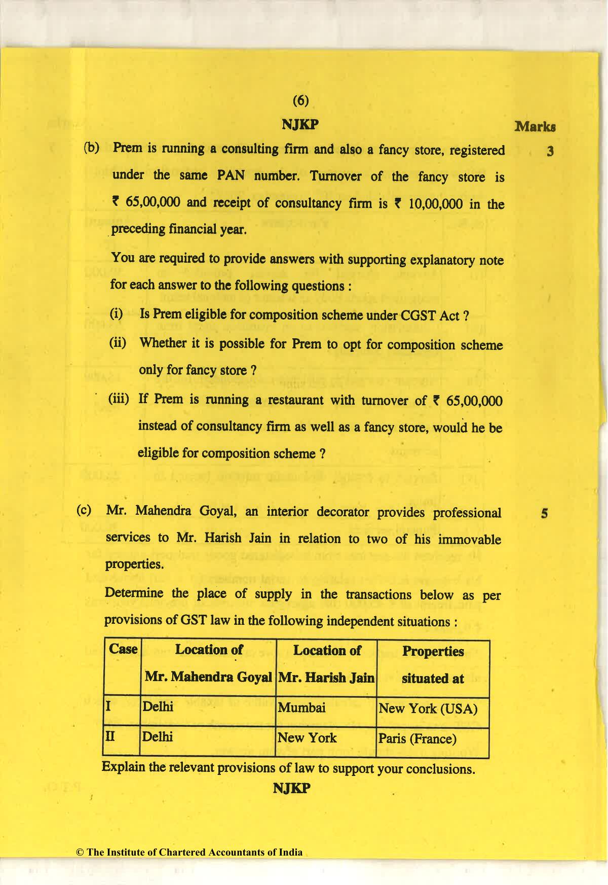 CA Final May 2018 Question Paper - Paper 8 – Indirect Tax Laws - Page 6