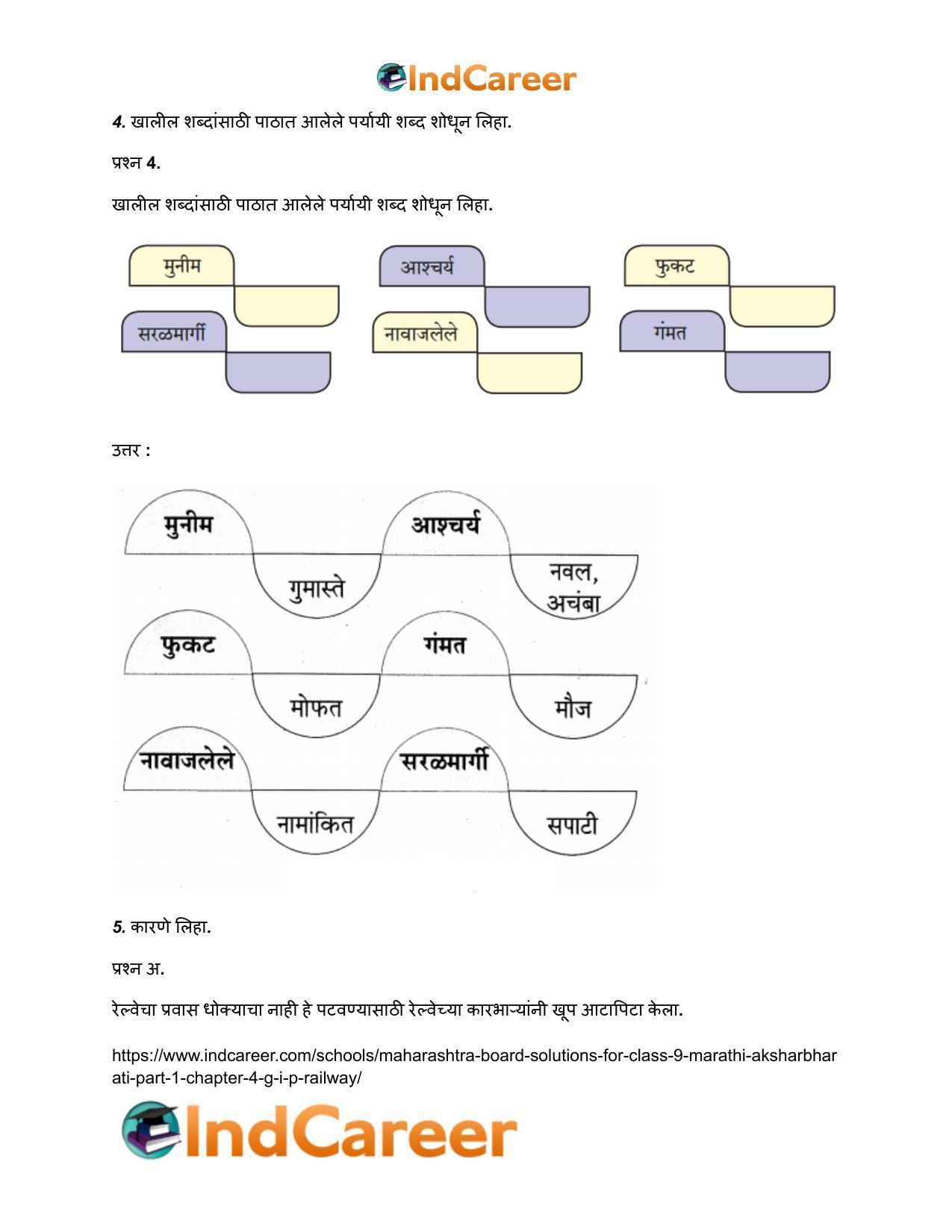 Maharashtra Board Solutions for Class 9- Marathi Aksharbharati (Part- 1): Chapter 4- जी. आय. पी. रेल्वे - Page 5