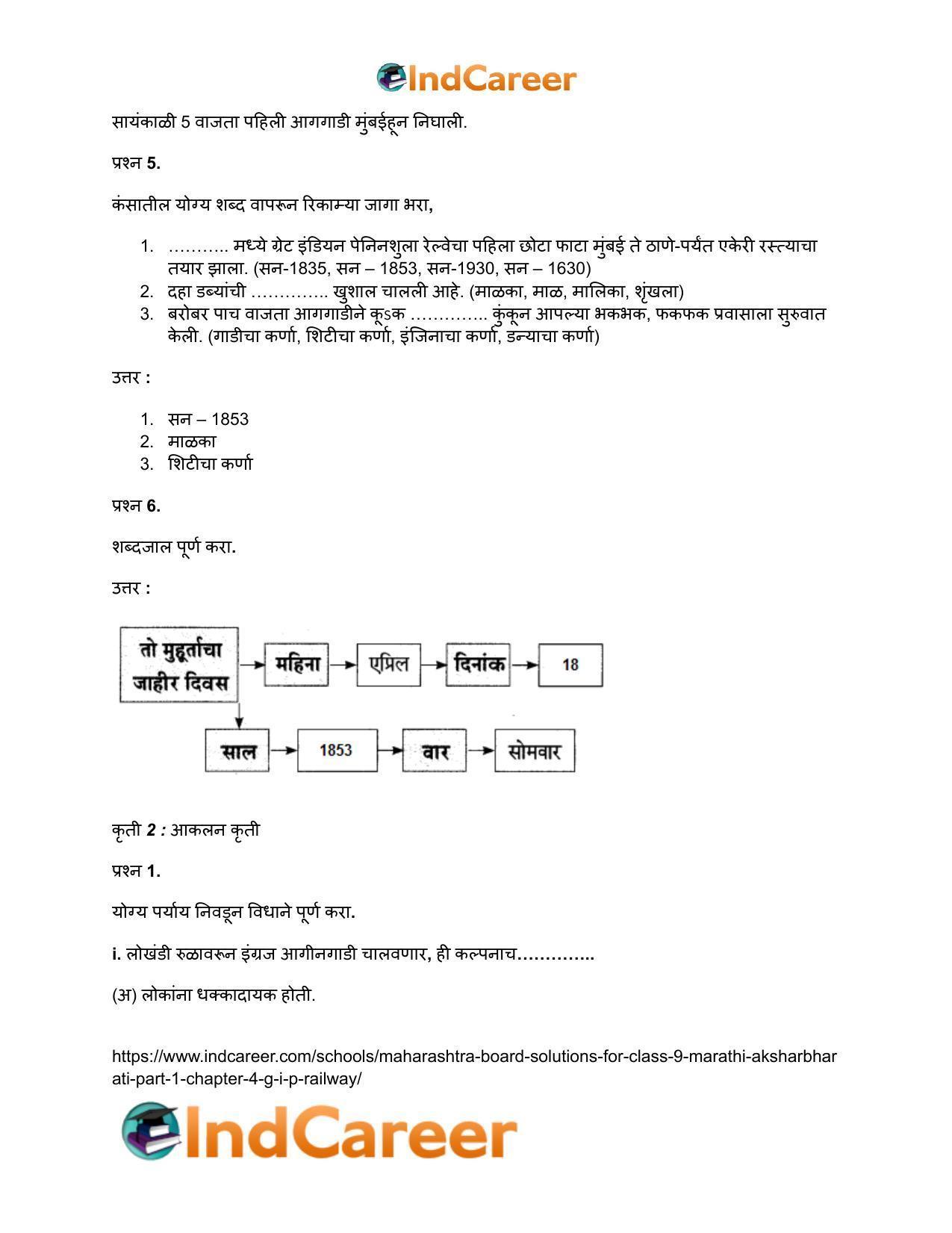 Maharashtra Board Solutions for Class 9- Marathi Aksharbharati (Part- 1): Chapter 4- जी. आय. पी. रेल्वे - Page 10