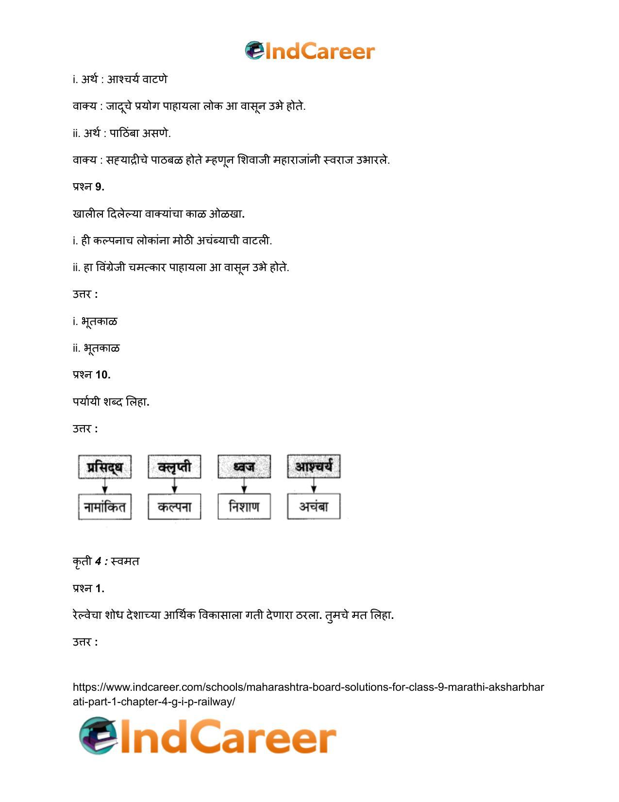 Maharashtra Board Solutions for Class 9- Marathi Aksharbharati (Part- 1): Chapter 4- जी. आय. पी. रेल्वे - Page 15