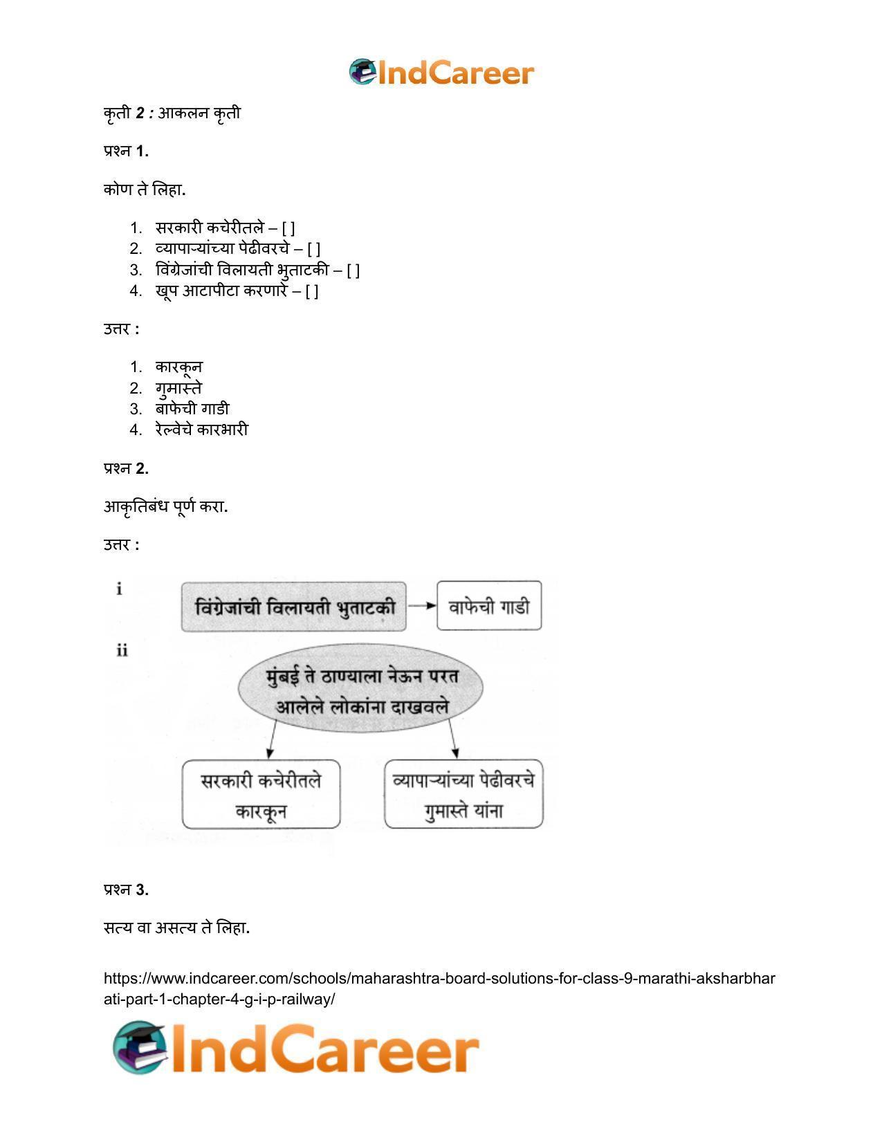 Maharashtra Board Solutions for Class 9- Marathi Aksharbharati (Part- 1): Chapter 4- जी. आय. पी. रेल्वे - Page 19