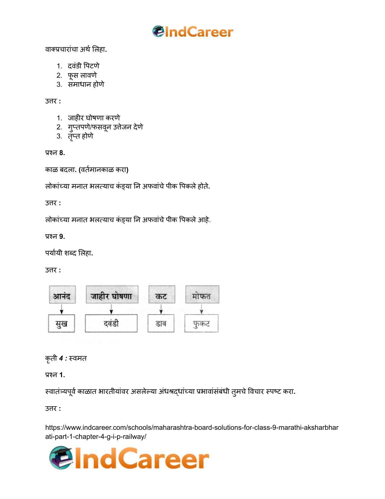 Maharashtra Board Solutions for Class 9- Marathi Aksharbharati (Part- 1): Chapter 4- जी. आय. पी. रेल्वे - Page 23
