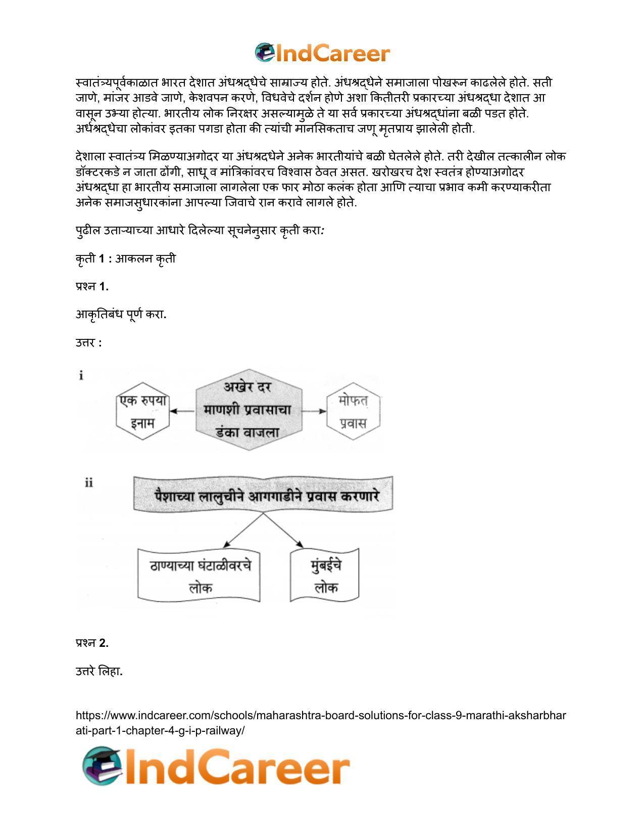 Maharashtra Board Solutions for Class 9- Marathi Aksharbharati (Part- 1): Chapter 4- जी. आय. पी. रेल्वे - Page 24